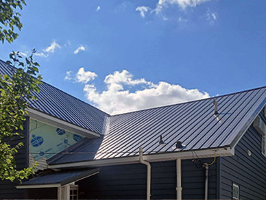 Metal roof on residential home