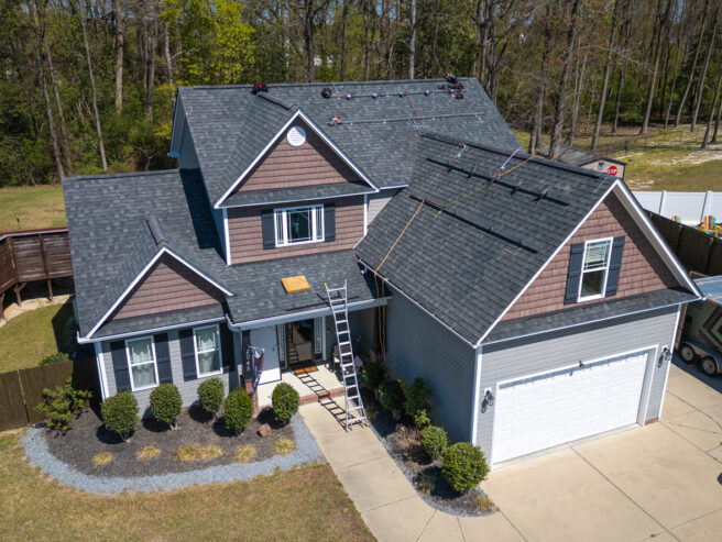 a home with a new roof by Abe's, one of the top roofing companies Jacksonville IL trusts. Financing